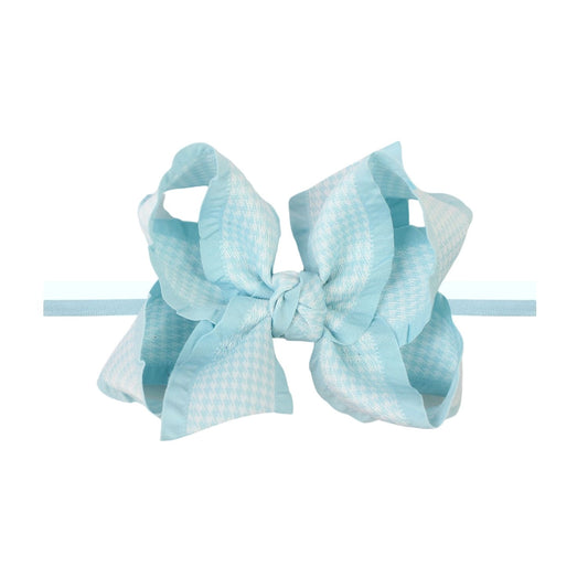 1/4" Pantyhose Headband w/ Double Ruffle Houndstooth Bow