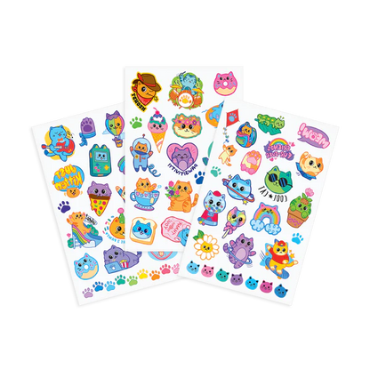 Tattoo-Palooza Temporary Tattoos - Colorful Cats - 3 Sheets