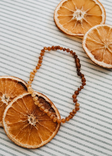 Raw Baltic Amber + Sunflower || Necklace ||