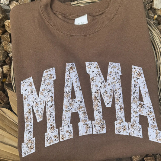 Brown Floral Mama Short Sleeve T-Shirt