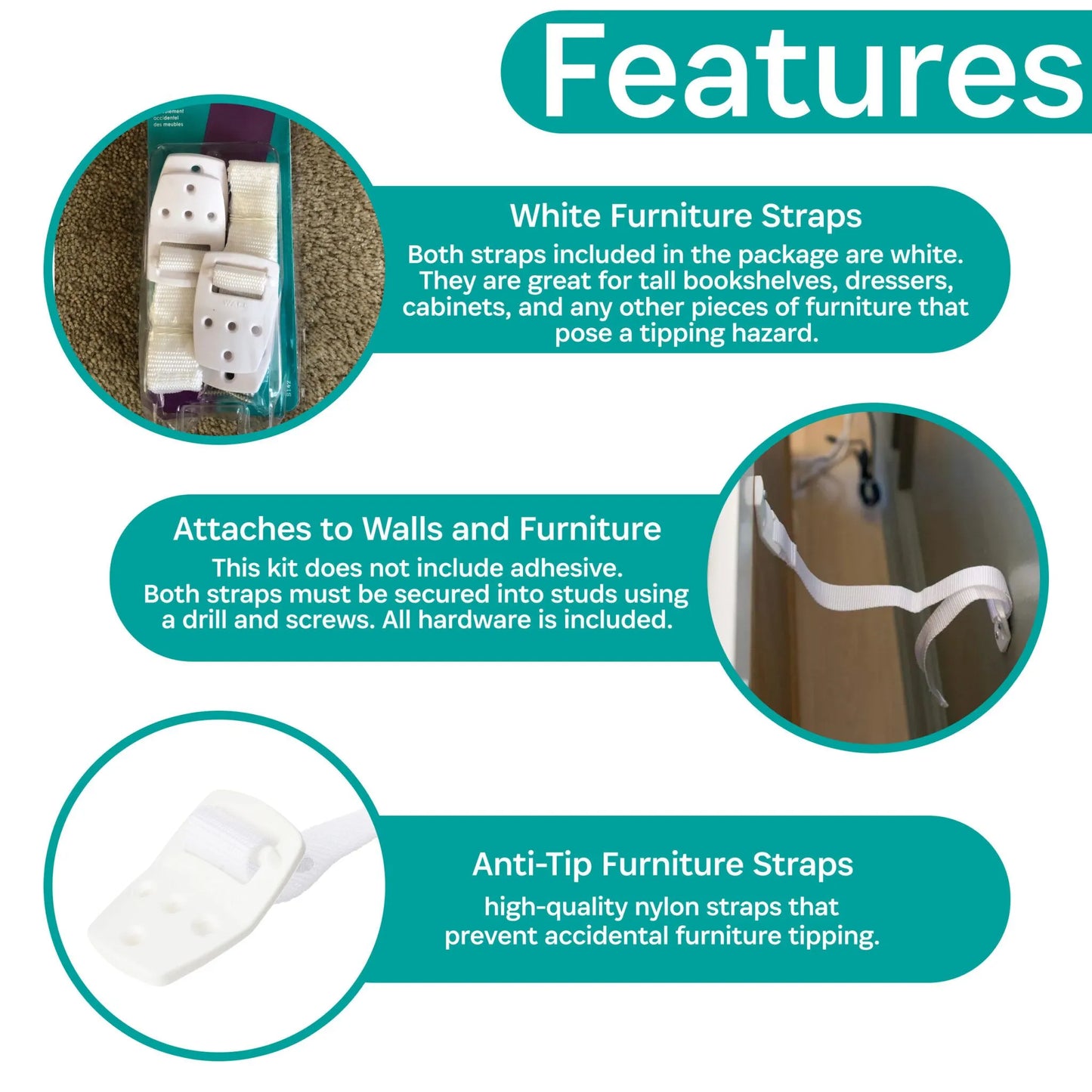 Anti-Tip Furniture Straps