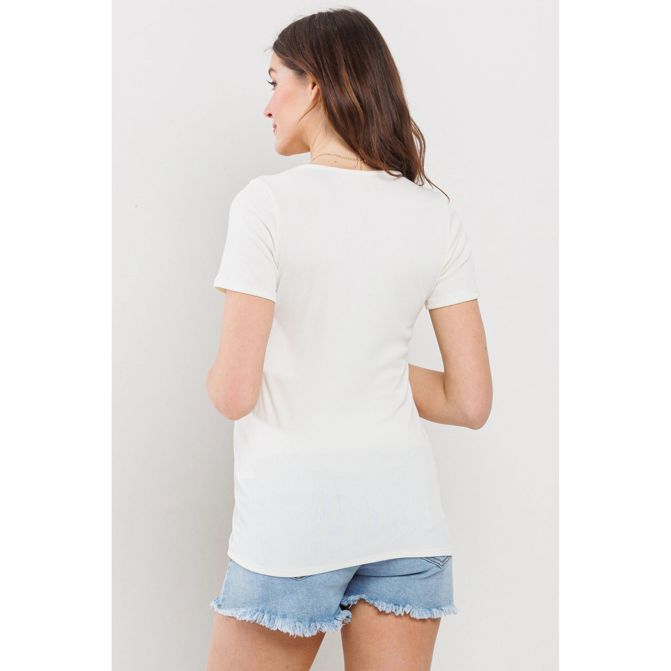 Sweetheart Ribbed Maternity Short Sleeve Top