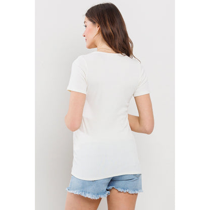 Sweetheart Ribbed Maternity Short Sleeve Top