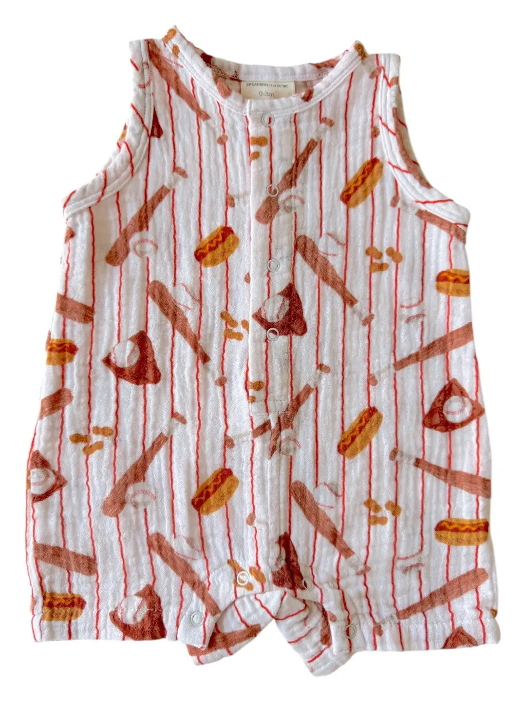 Muslin Shortie Romper - Baseball Game