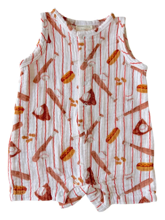 Muslin Shortie Romper - Baseball Game