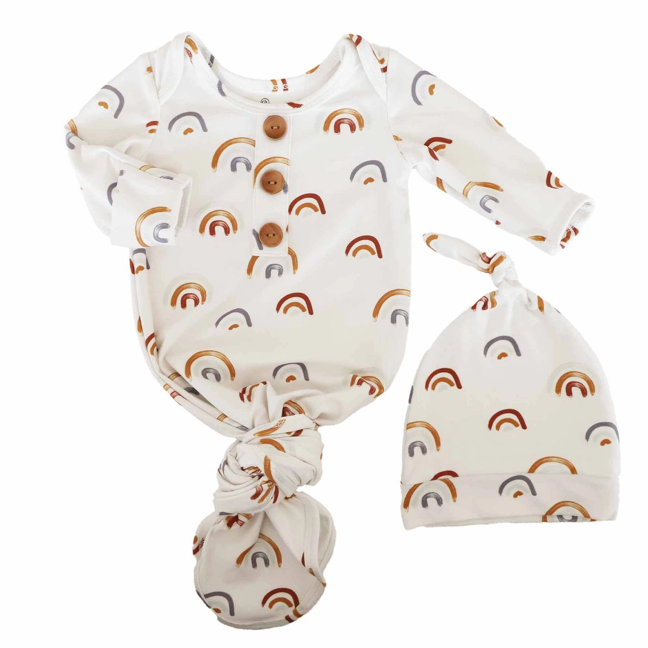 Newborn Baby Knot Gown & Hat | Cannon's Earthy Rainbow