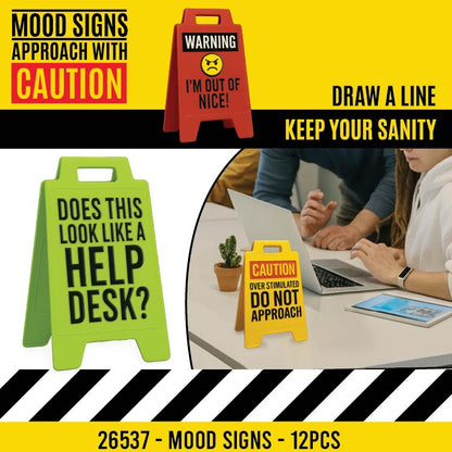 Standing 4.75" 3D Mood Caution Signs