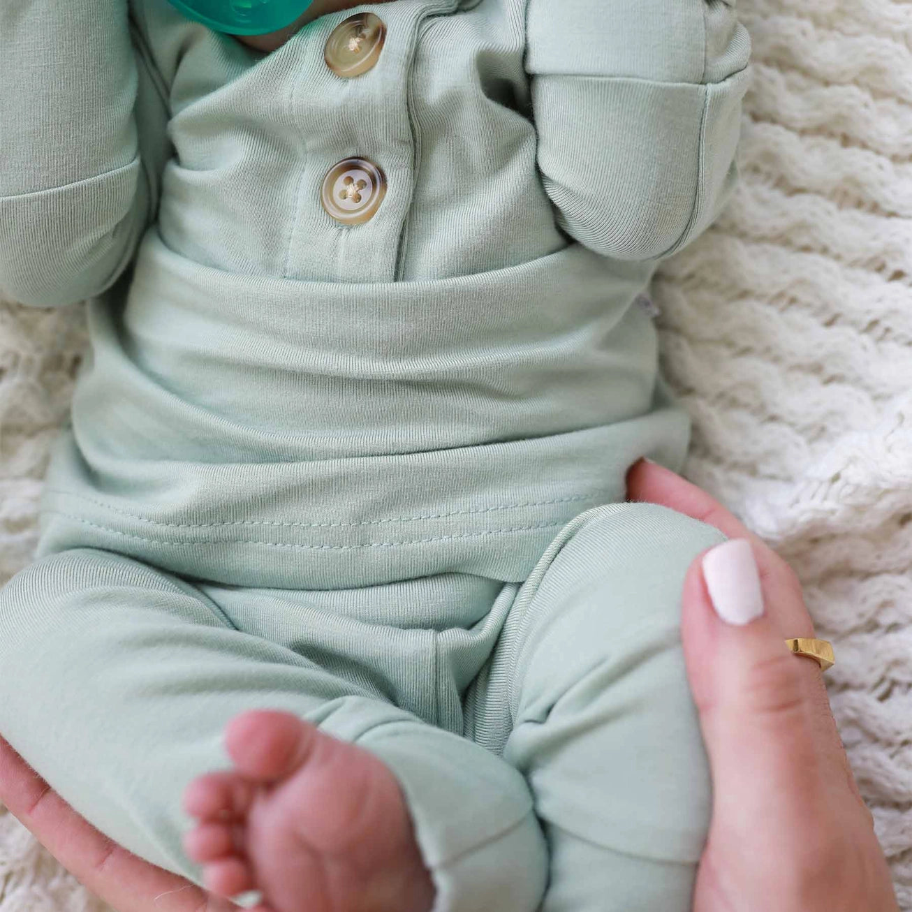 2pc Bamboo Button Top & Bottom | Garden