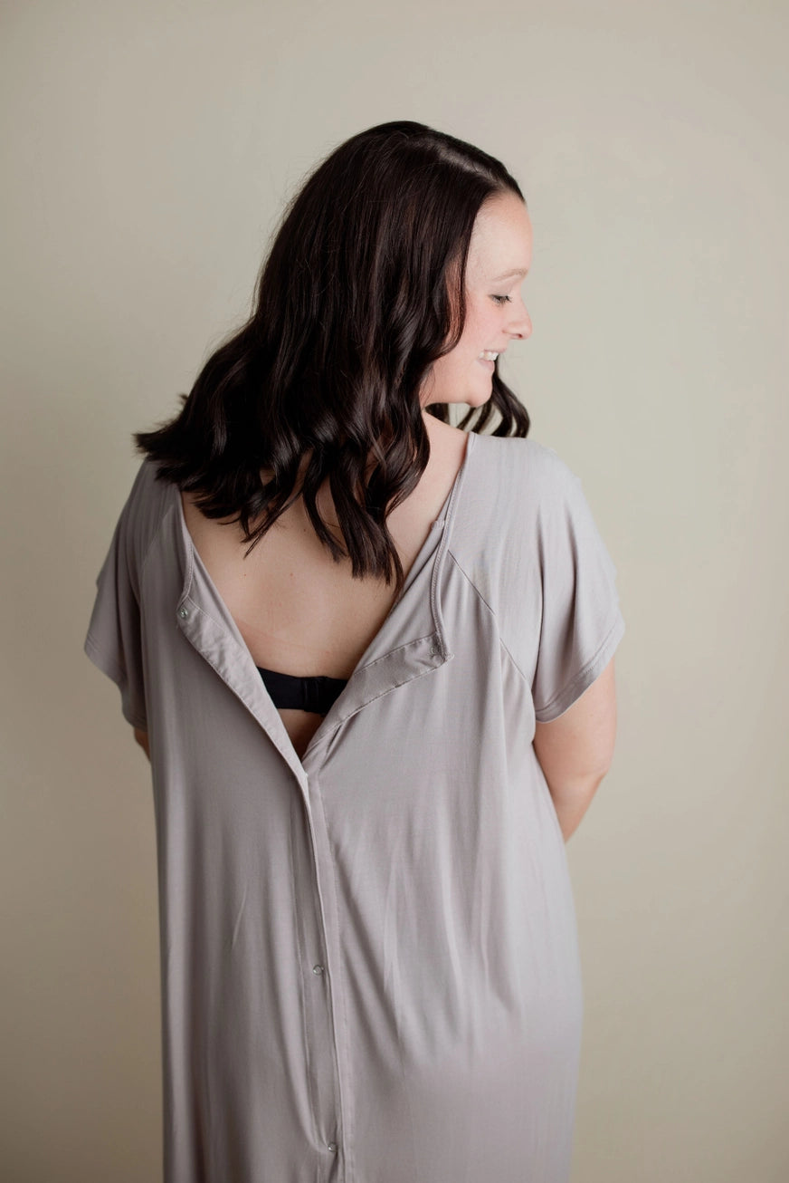Maternity Mommy Labor and Delivery/ Nursing Gown - Harbor Mist
