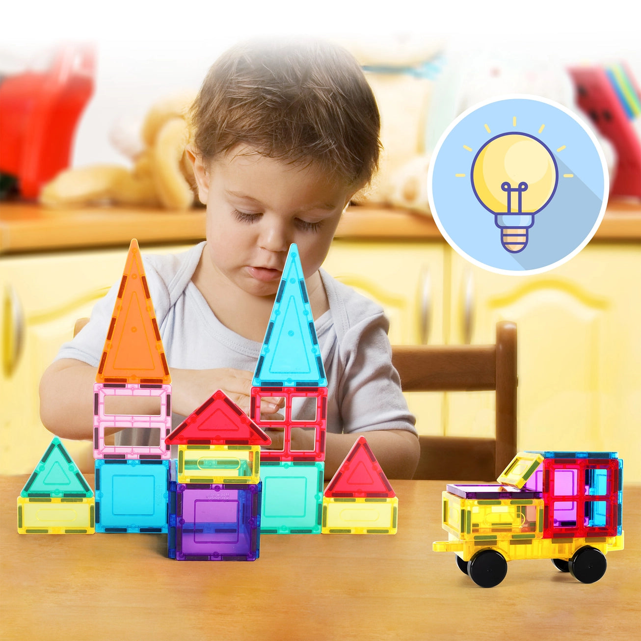61pc Magnetic Tile Building Set w/ Bag