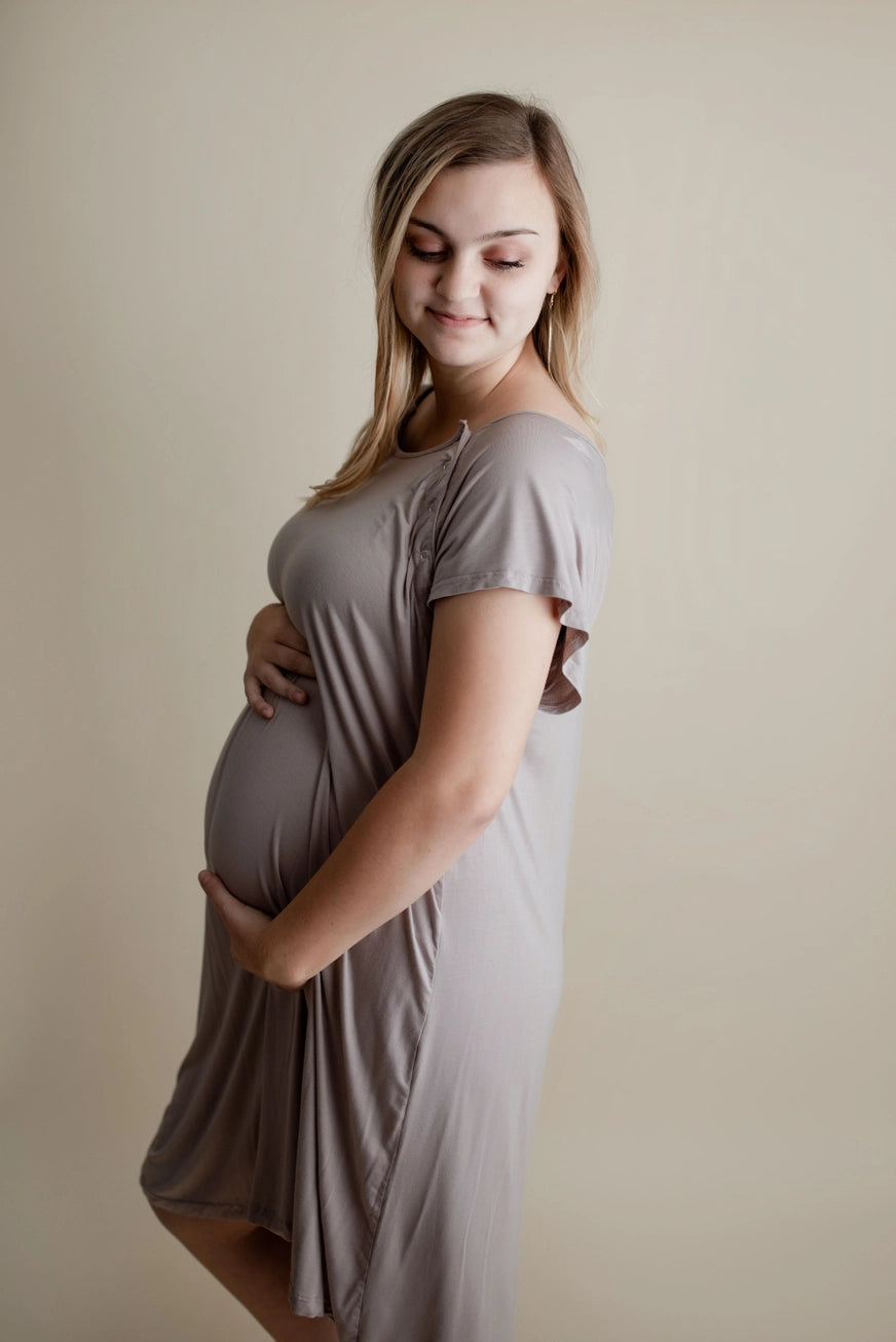 Maternity Mommy Labor and Delivery/ Nursing Gown - Harbor Mist