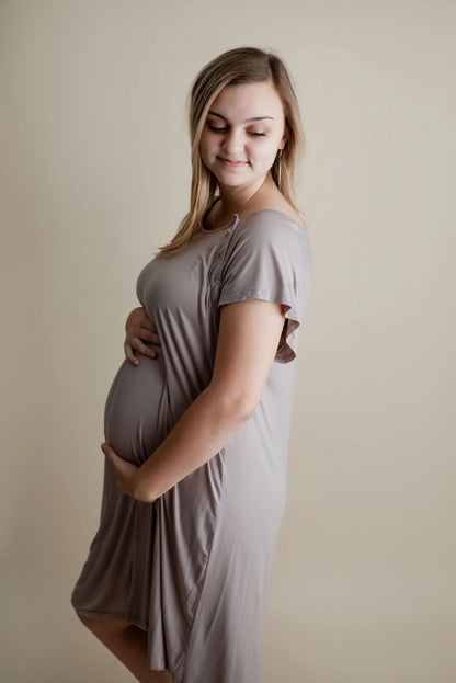 Maternity Mommy Labor and Delivery/ Nursing Gown - Harbor Mist