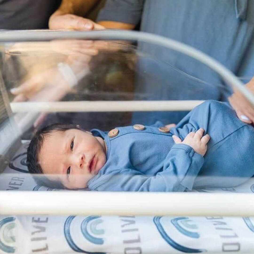 Bamboo Baby Knot Gown & Hat | Solid Dusty Blue