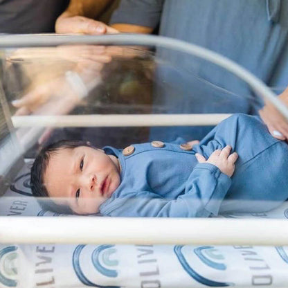 Bamboo Baby Knot Gown & Hat | Solid Dusty Blue