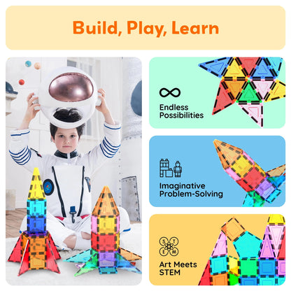 32pc Rocket Magnetic Tile Building Set