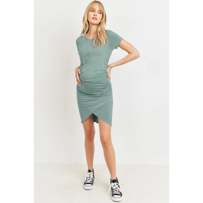 Tulip Hem Short Sleeve Maternity Ruched Dress