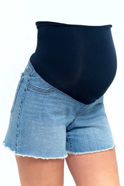 5" Maternity Dad Jean Shorts w/ Bellyband in Jocelyn