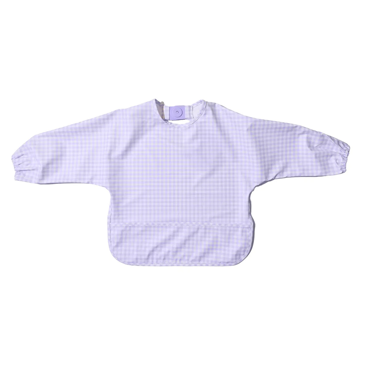 Magnetic Long Sleeve Bib - Violet Check