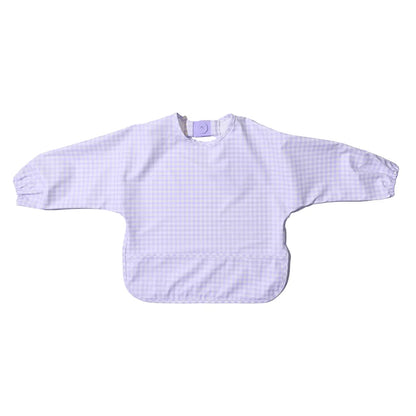 Magnetic Long Sleeve Bib - Violet Check