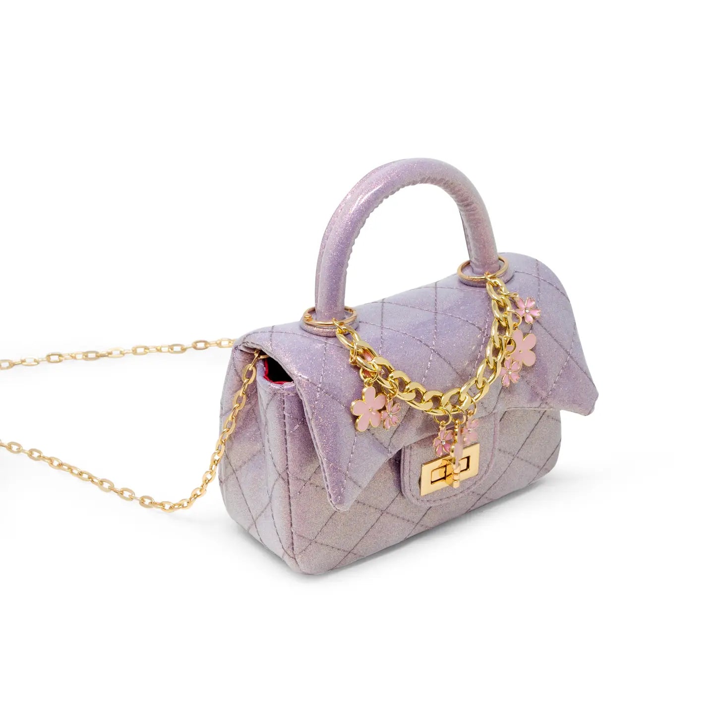 Classic Sparkle Top Handle Handbag - Baby Purple