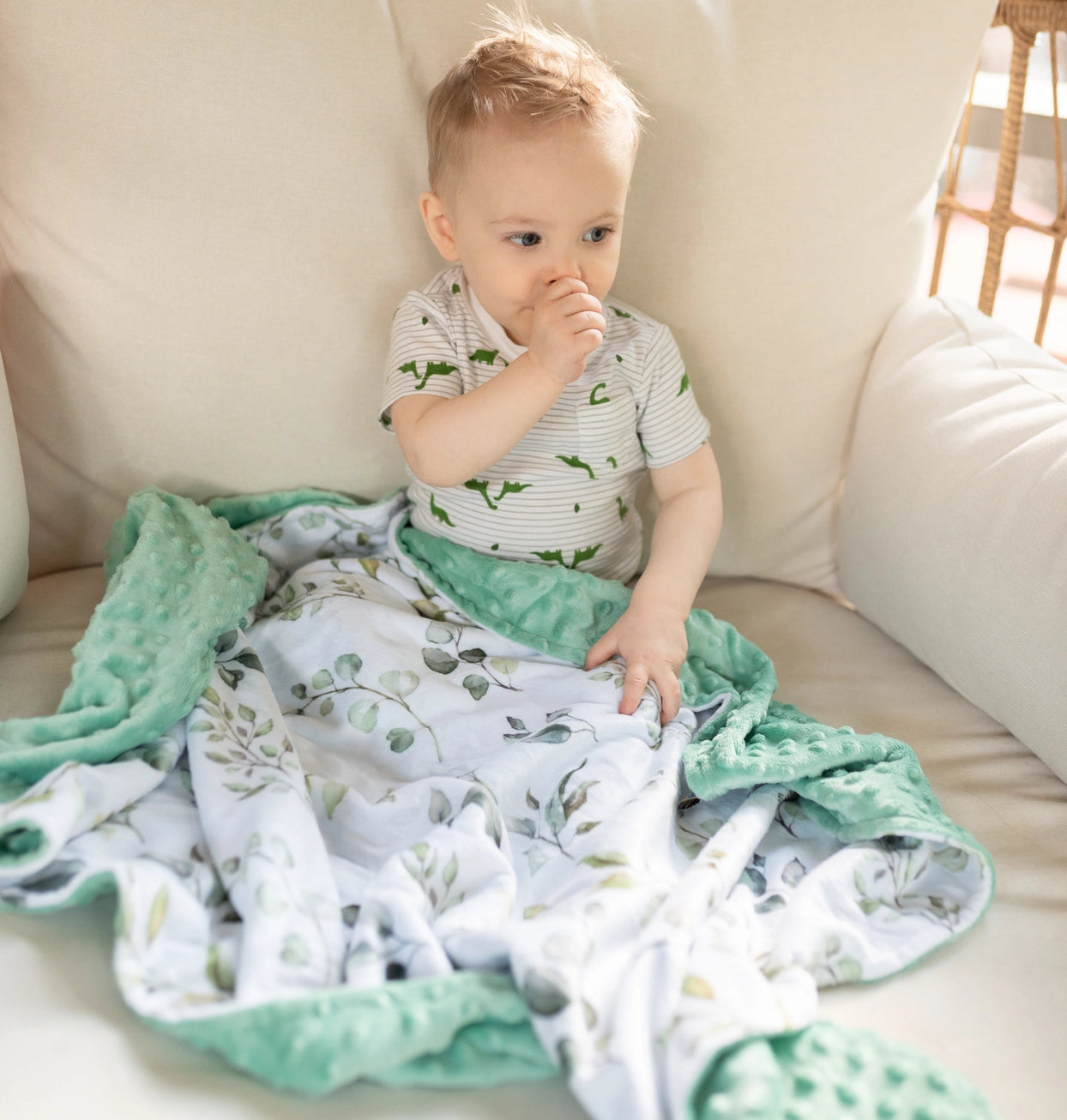 Baby & Toddler Minky Blanket - Eucalyptus Greenery