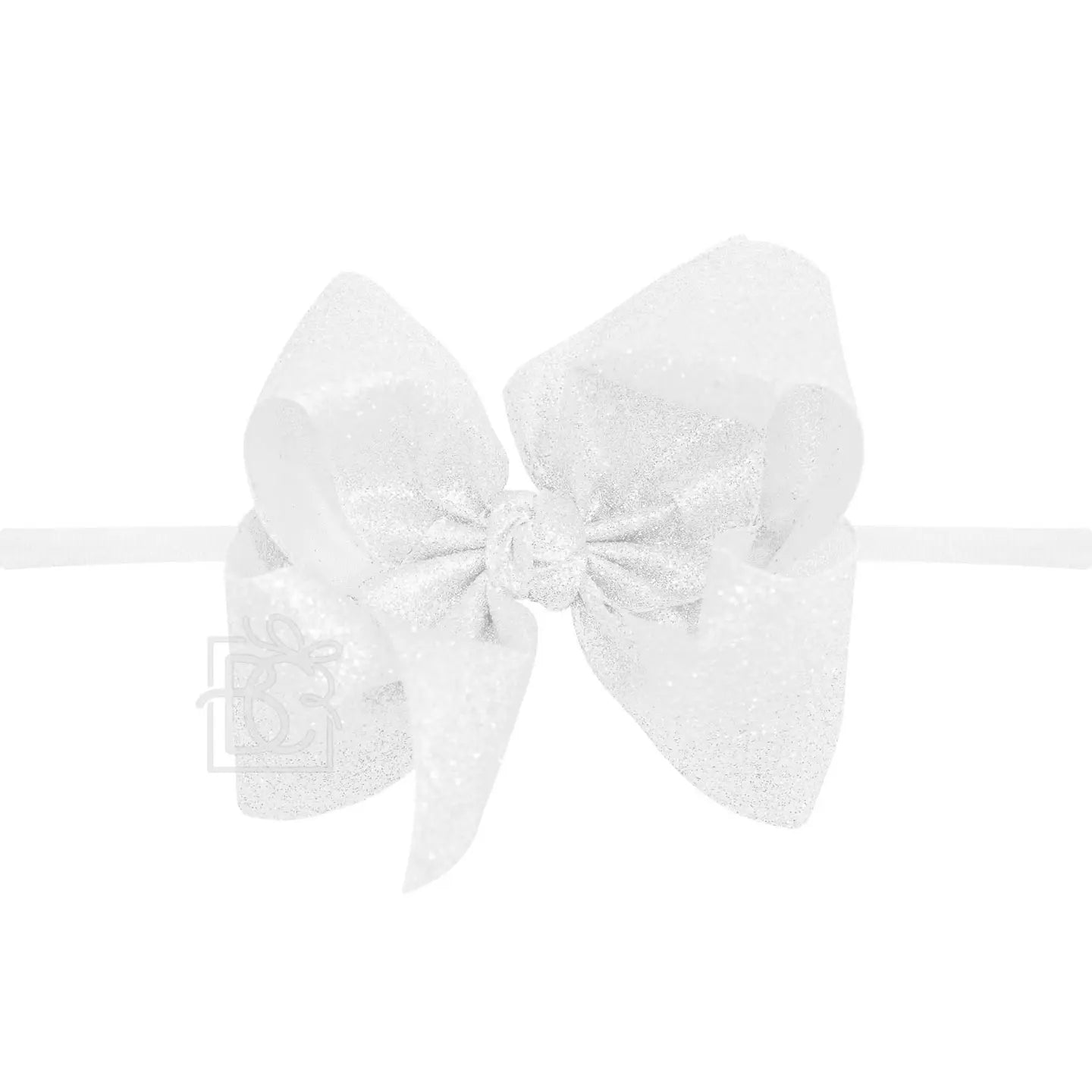 1/4" Pantyhose Headband W/Glitter Metallic Bow