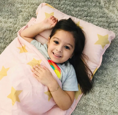 Pink and Gold Stars Original Nap Mat - Pink