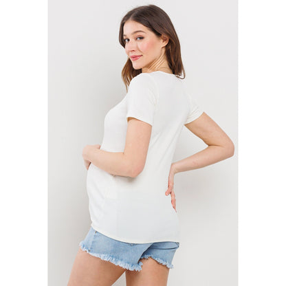 Sweetheart Ribbed Maternity Short Sleeve Top
