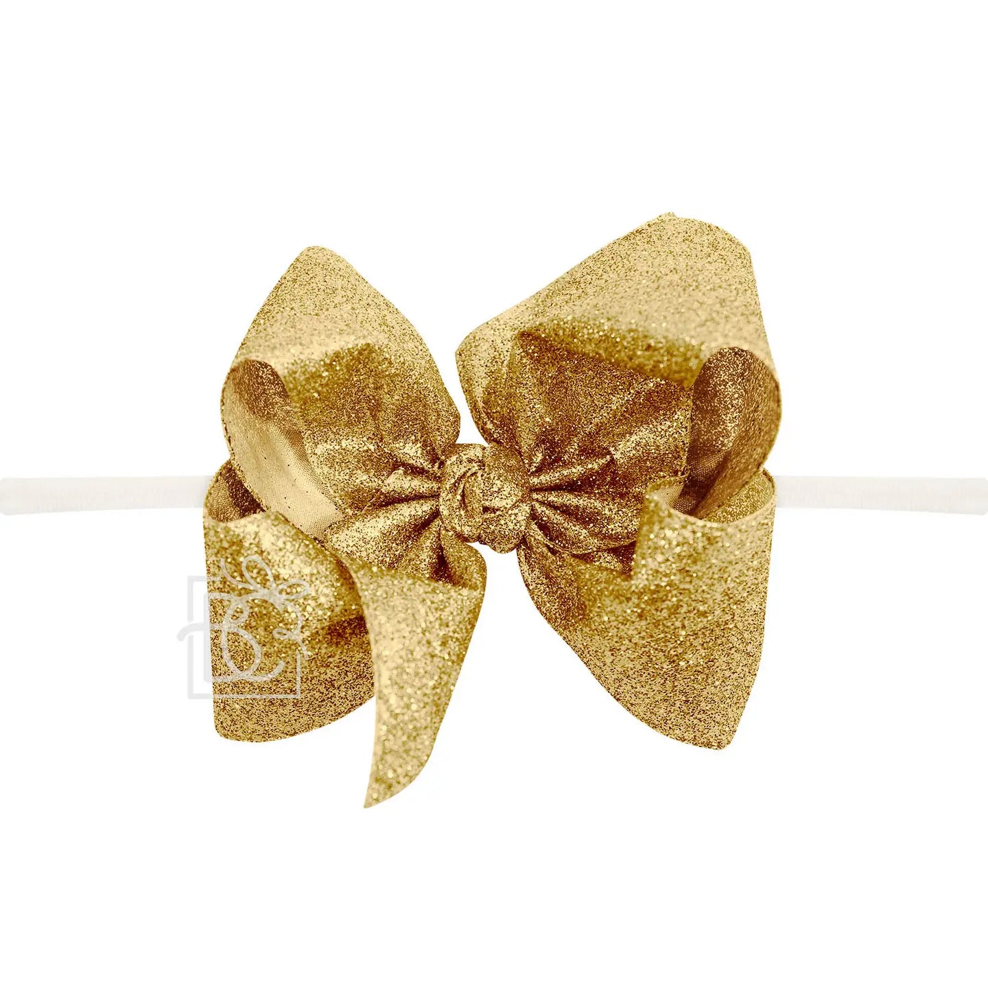 1/4" Pantyhose Headband W/Glitter Metallic Bow