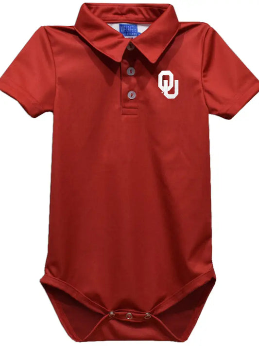 Oklahoma Sooners Embroidered Red Solid Knit Polo Onesie