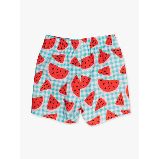 Boys Watermelon Gingham Swim Trunks