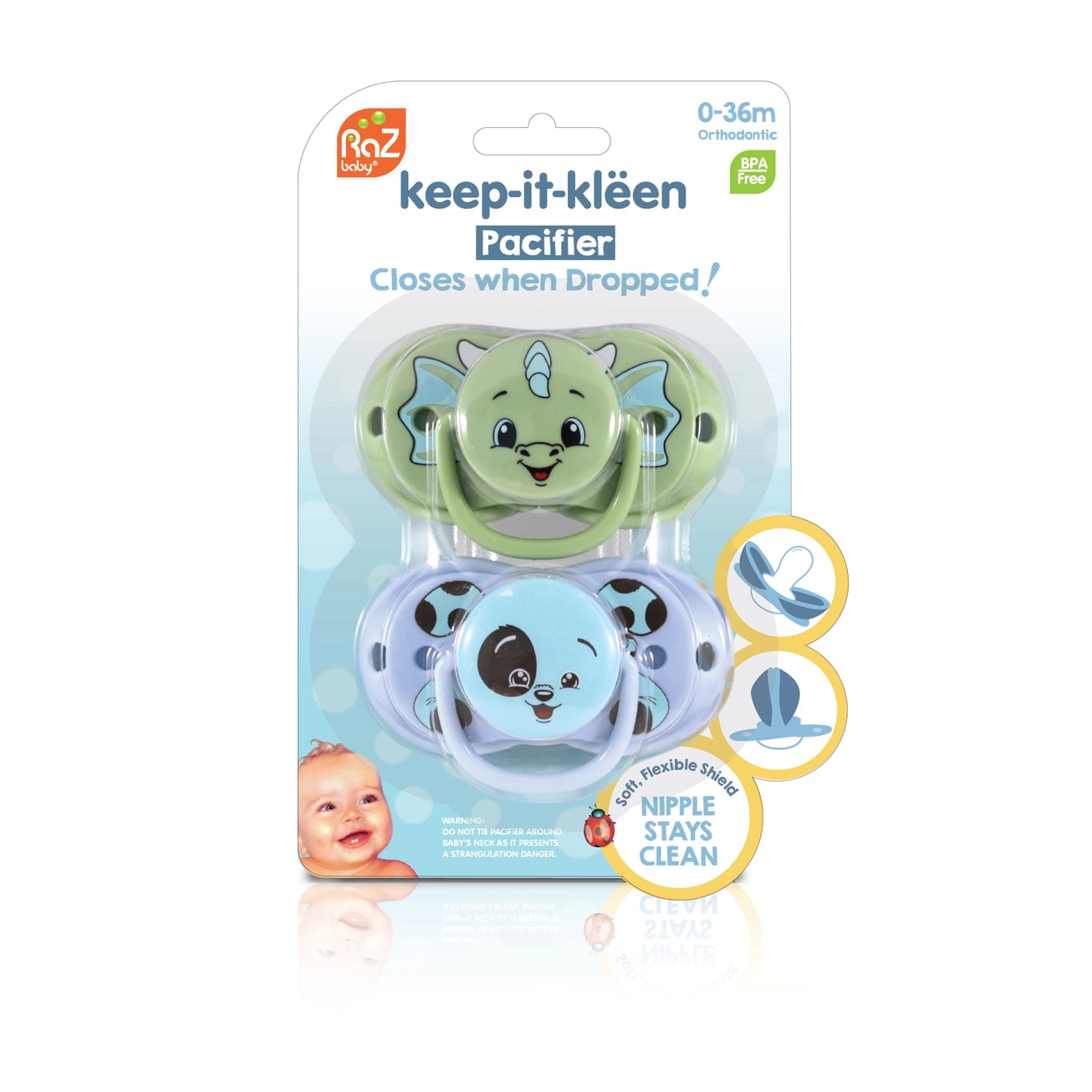 Keep-It-Kleen Pacifier 2PK - Dragon & Puppy