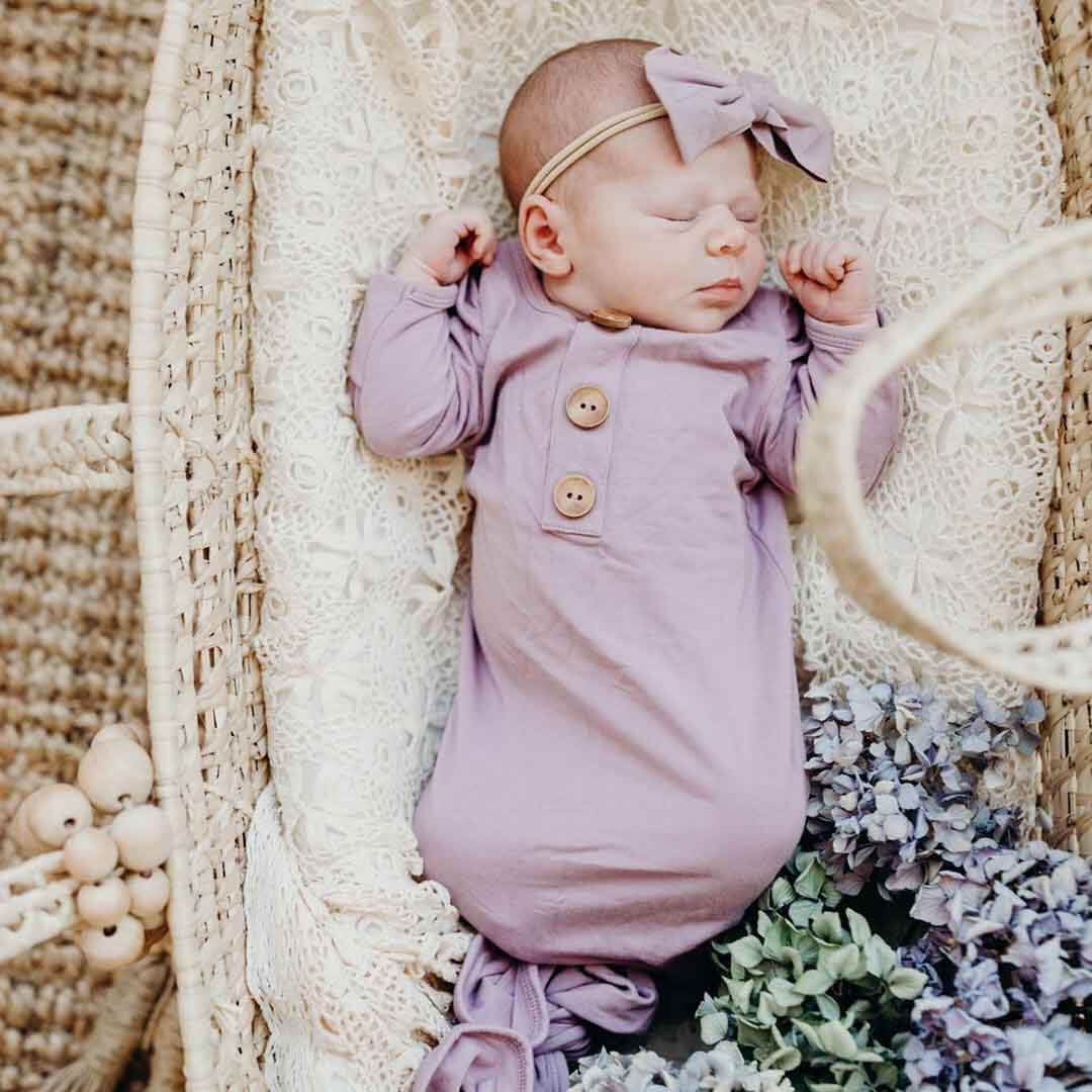 Bamboo Knotted Gown & Hat | Dusty Purple