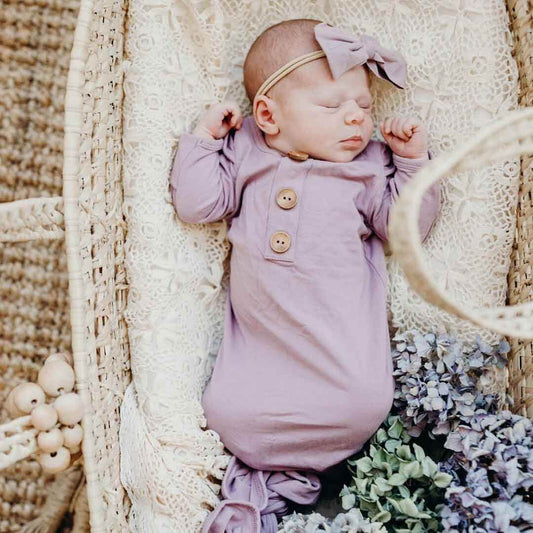 Bamboo Knotted Gown & Hat | Dusty Purple