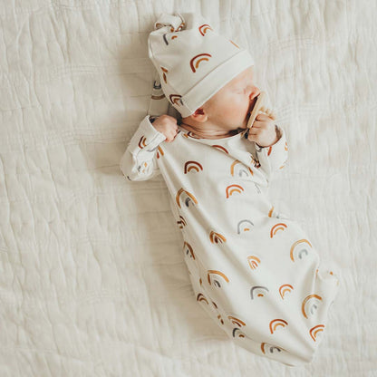 Newborn Baby Knot Gown & Hat | Cannon's Earthy Rainbow