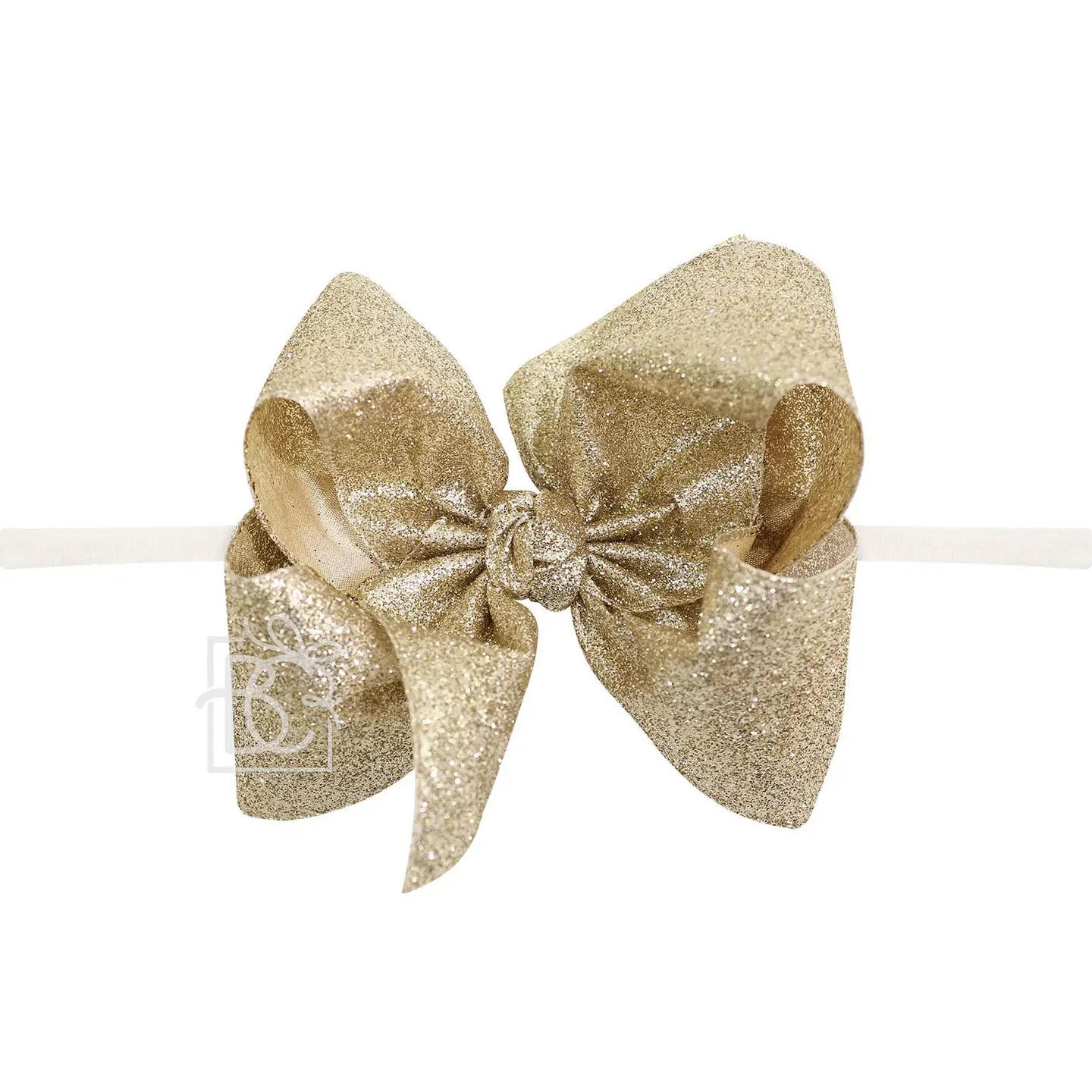 1/4" Pantyhose Headband W/Glitter Metallic Bow