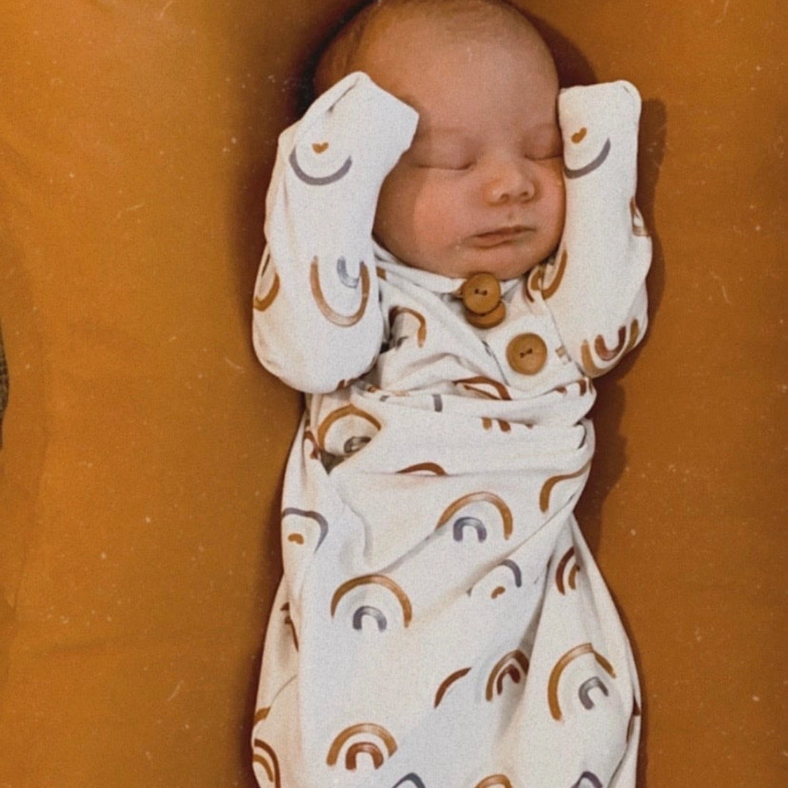 Newborn Baby Knot Gown & Hat | Cannon's Earthy Rainbow