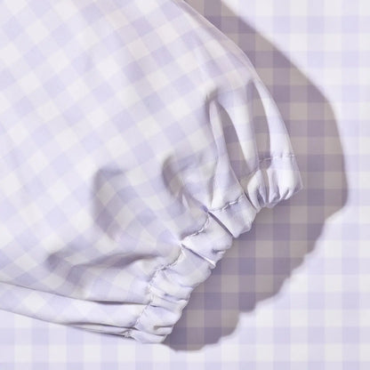 Magnetic Long Sleeve Bib - Violet Check