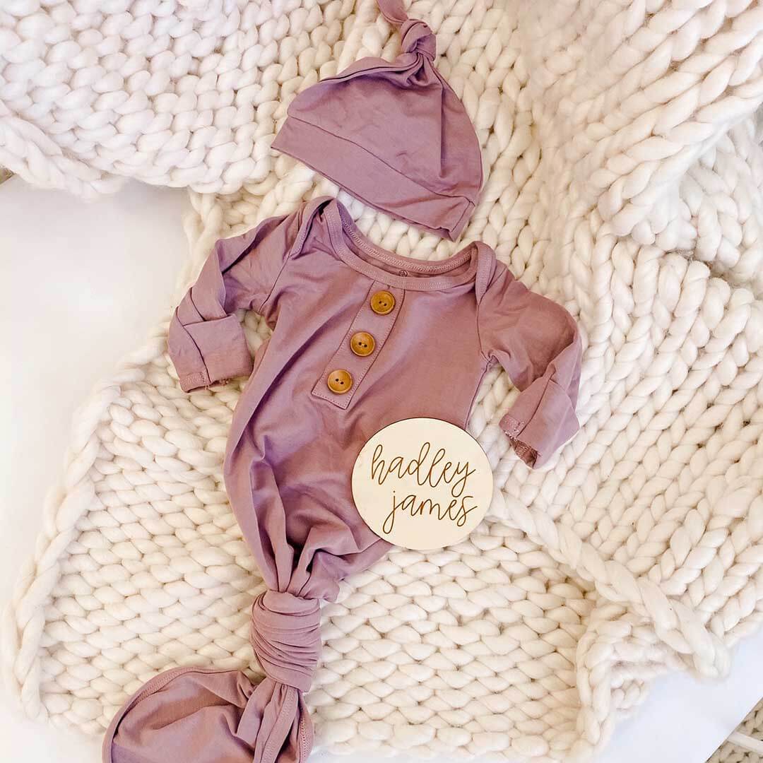 Bamboo Knotted Gown & Hat | Dusty Purple