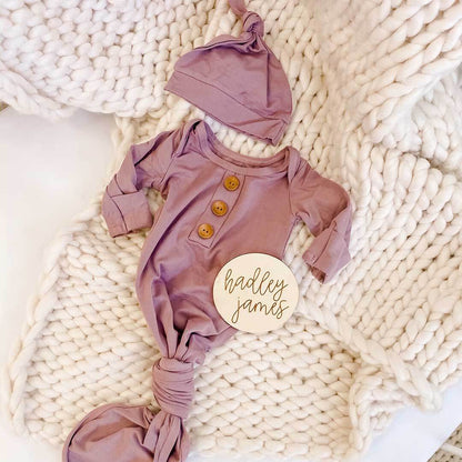 Bamboo Knotted Gown & Hat | Dusty Purple