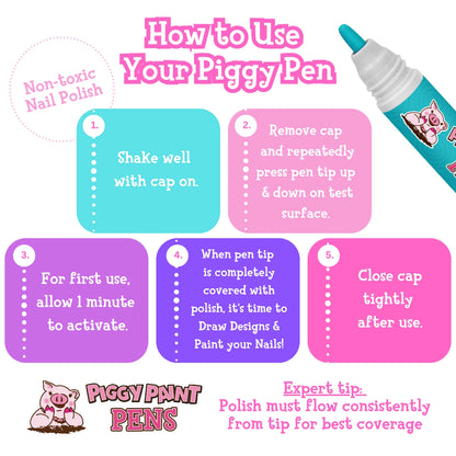 Twirly Teal Piggy Paint Pen - Kids Non-Toxic Nail Polish
