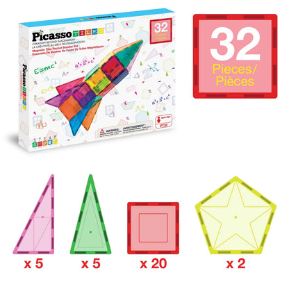 32pc Rocket Magnetic Tile Building Set