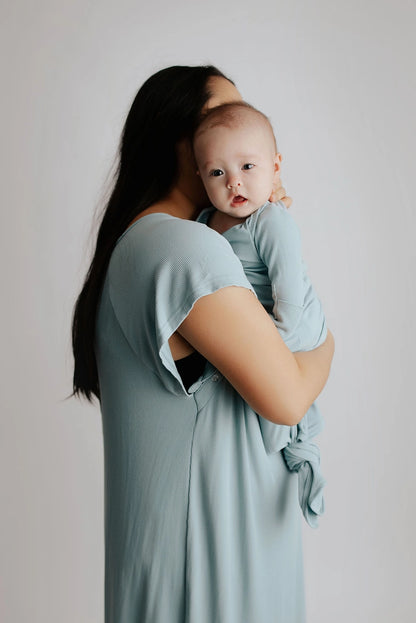 Maternity Mommy Labor and Delivery/ Nursing Gown - Blue Bird