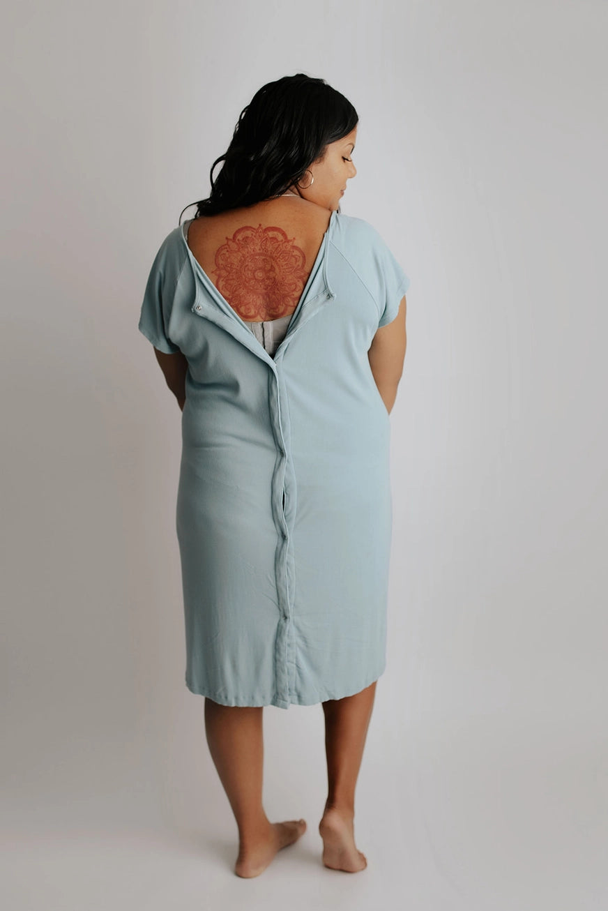 Maternity Mommy Labor and Delivery/ Nursing Gown - Blue Bird