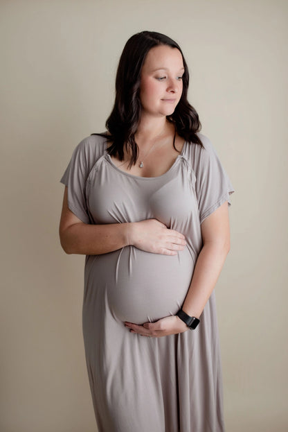 Maternity Mommy Labor and Delivery/ Nursing Gown - Harbor Mist