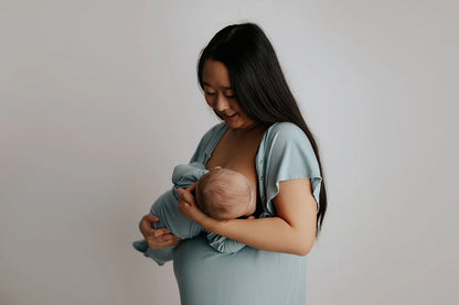 Maternity Mommy Labor and Delivery/ Nursing Gown - Blue Bird