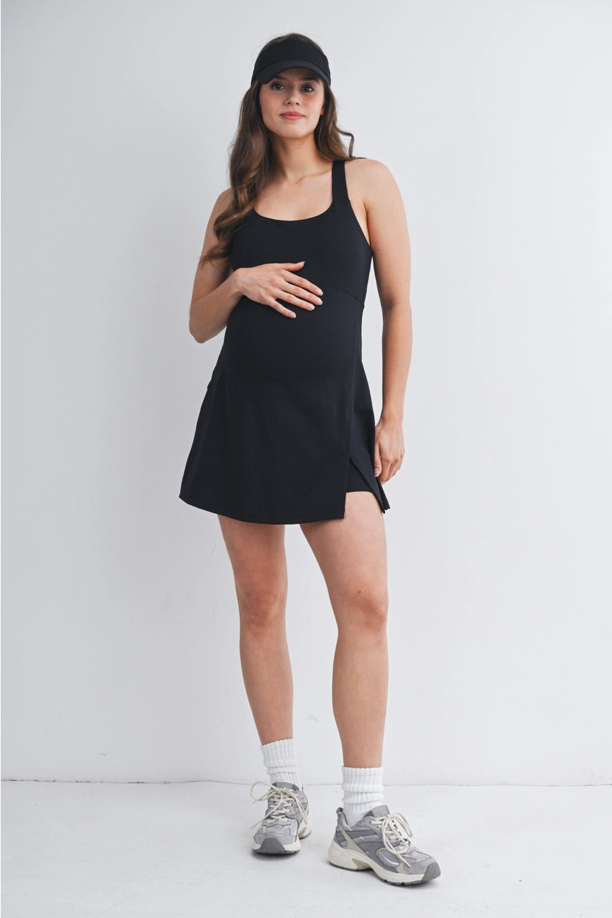 Racerback Active Maternity Mini Dress with Inner Shorts