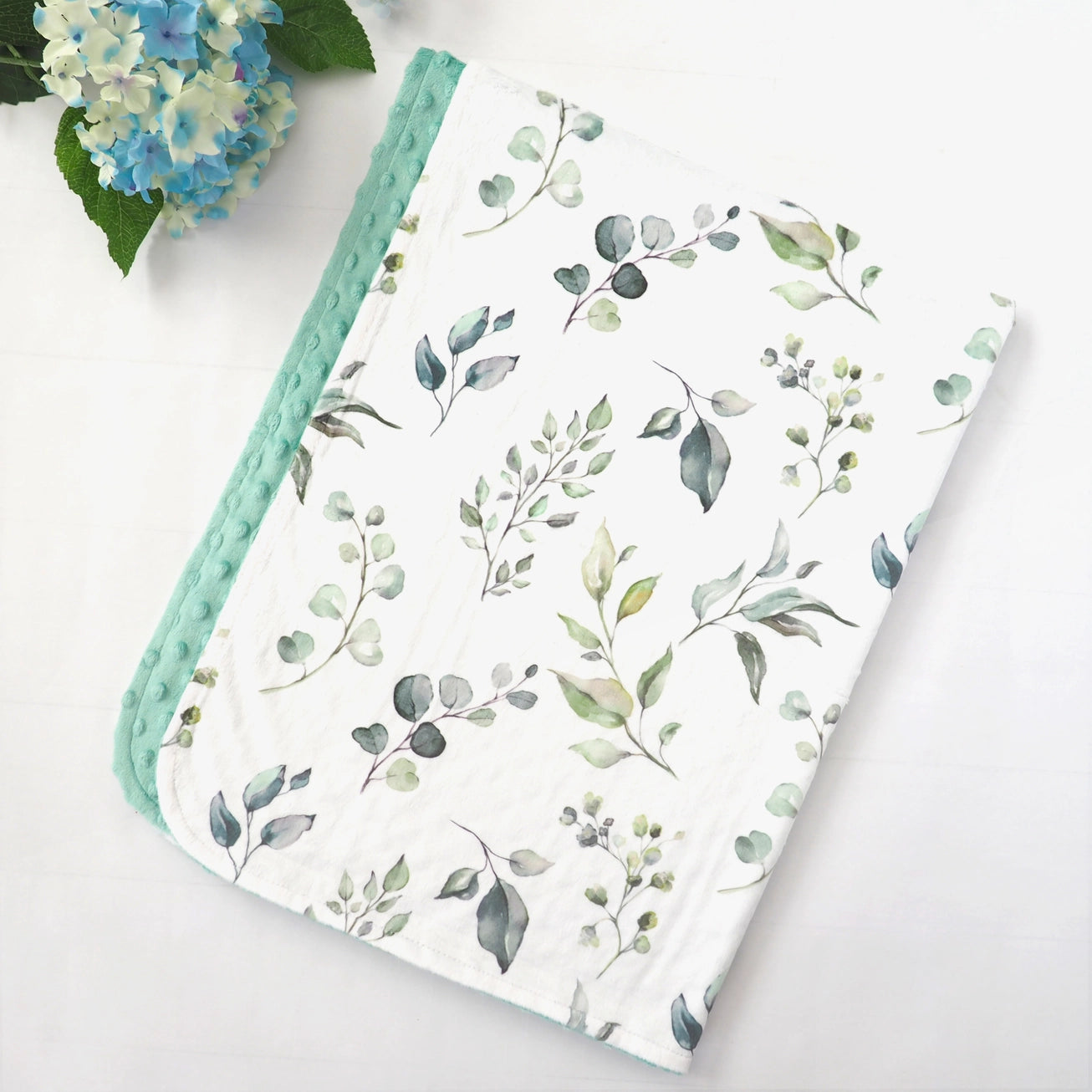 Baby & Toddler Minky Blanket - Eucalyptus Greenery