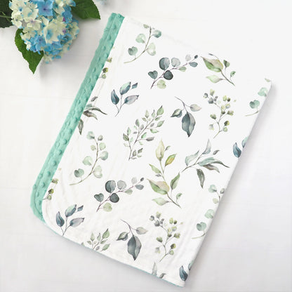 Baby & Toddler Minky Blanket - Eucalyptus Greenery