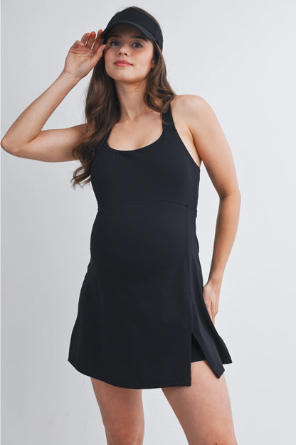 Racerback Active Maternity Mini Dress with Inner Shorts